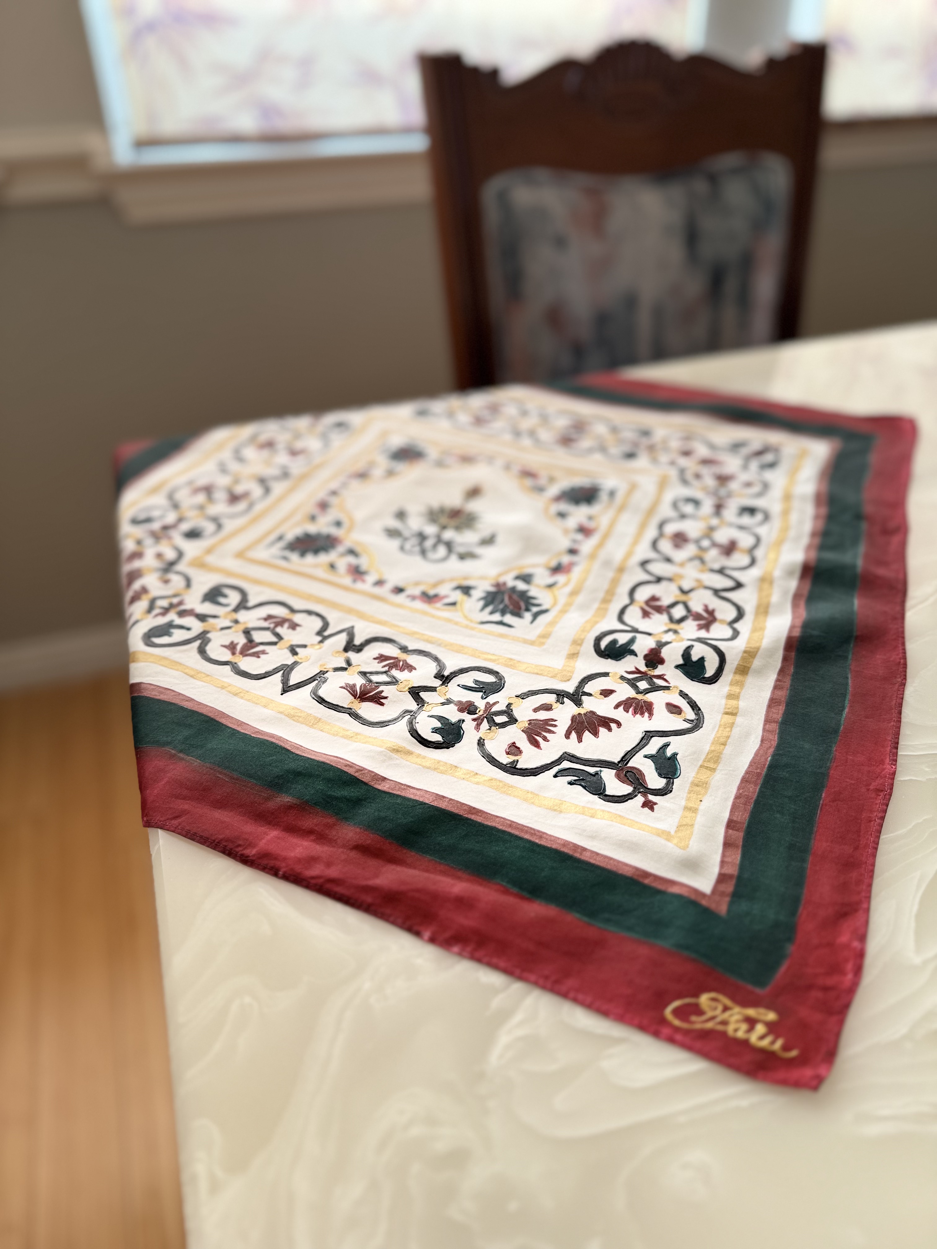 Pietra Dura & Parchin Kari Imperial Silk Square